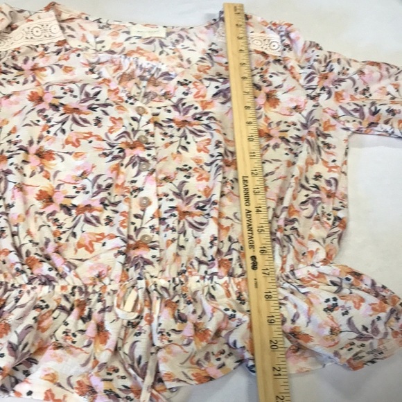 Melloday women’s V-neck floral popover peasant blouse size M 3/4 sleeve - Picture 9 of 9